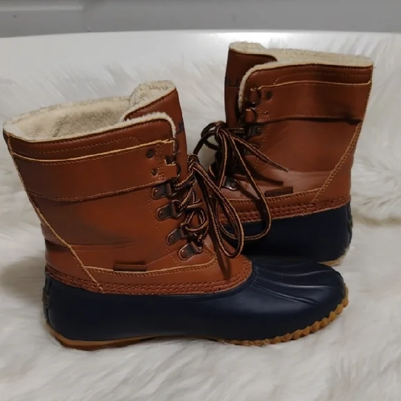 JBU Tan/Blue Big Kids Lace-Up Boots Sz.6.5 Or Women's 8/8.5 - Picture 6 of 12